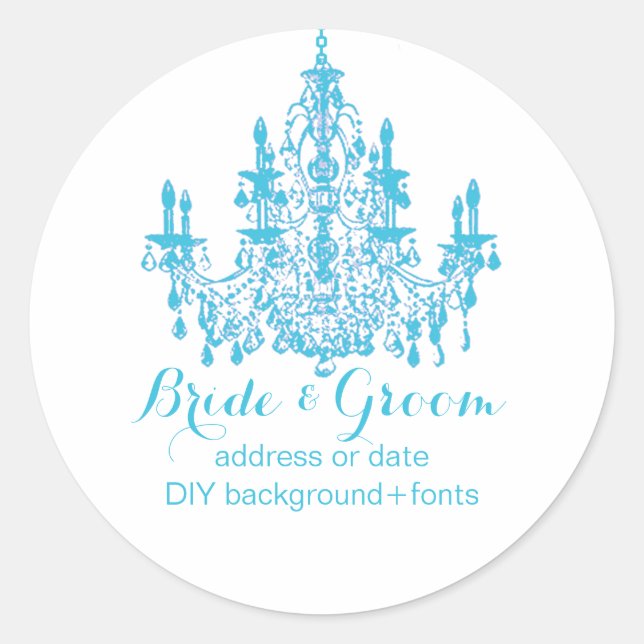 PixDezines aqua blue chandelier Classic Round Sticker (Front)