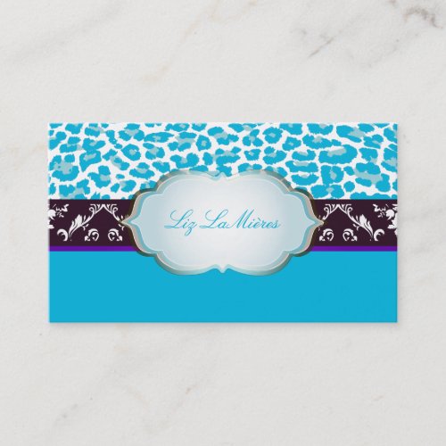 PixDezines aqua blue cheetah/DIY background color Business Card Template