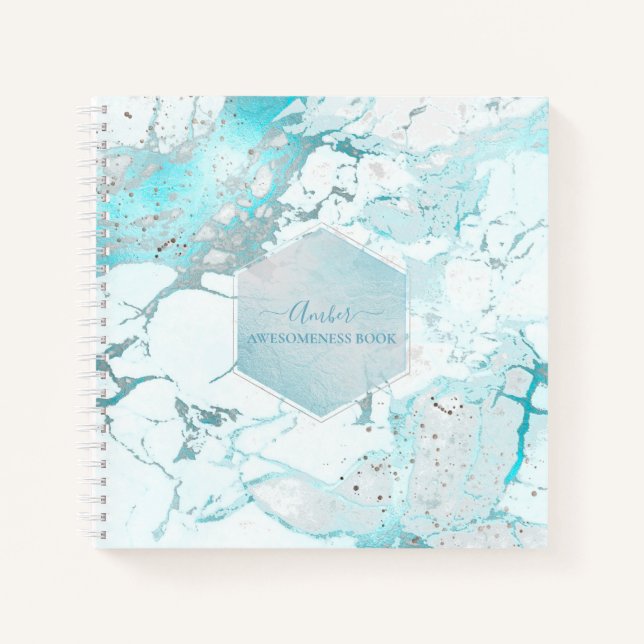 PIXDEZINES AQUA BLUE MARBLE JOURNAL (Front)