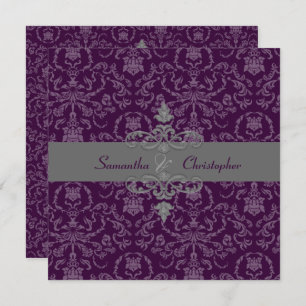 PixDezines Arianna Damask, DIY color,Plum/Eggplant Invitation