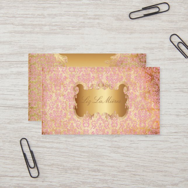 PixDezines arianna damask/faux parchment Business Card (Front/Back In Situ)
