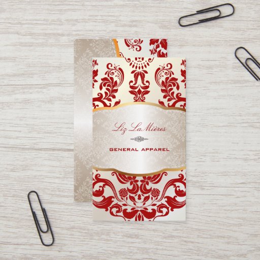 Customizable PixDezines augusta damask/red Business Card