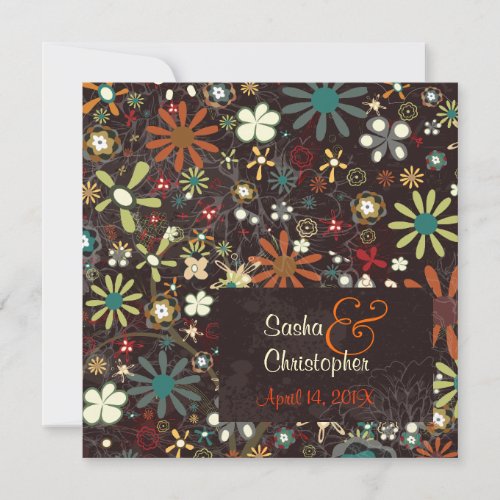 PixDezines Autumn Bloomsdark grunge background Invitation