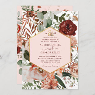 PixDezines Autumn Love H2 Marsala Red Flowers Invi Invitation