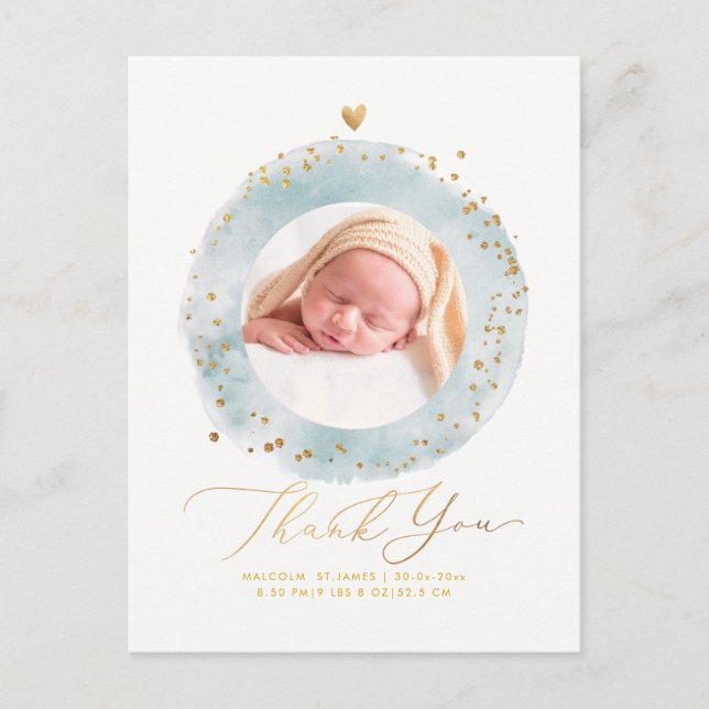 PixDezines Baby Shower Thank You Watercolor Frame Postcard (Front)