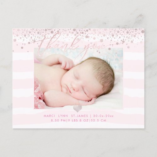 PixDezines Baby Thank YouBlush Pink Confetti Postcard
