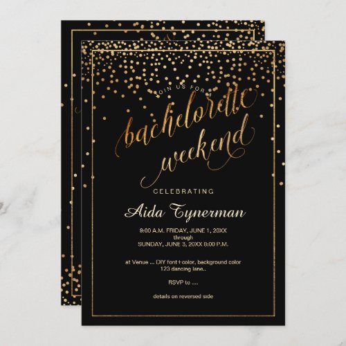 PixDezines Bachelorette Weekend Faux Gold Confetti Invitation