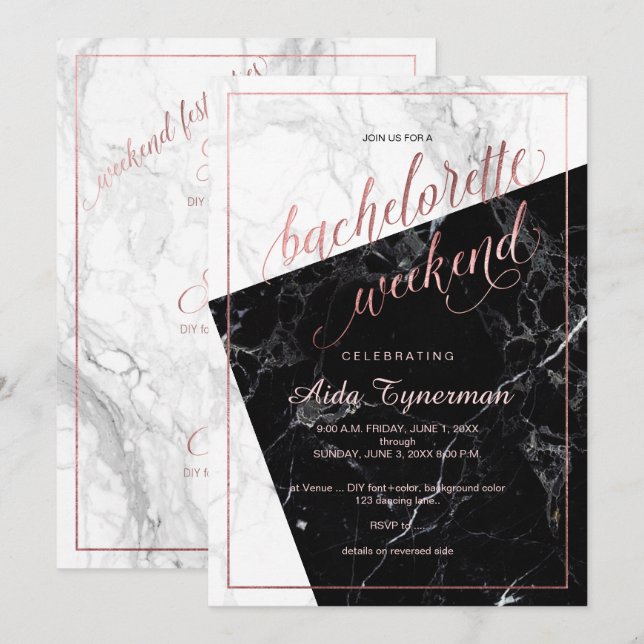 PixDezines Bachelorette Weekend Faux Rose Gold Invitation (Front/Back)