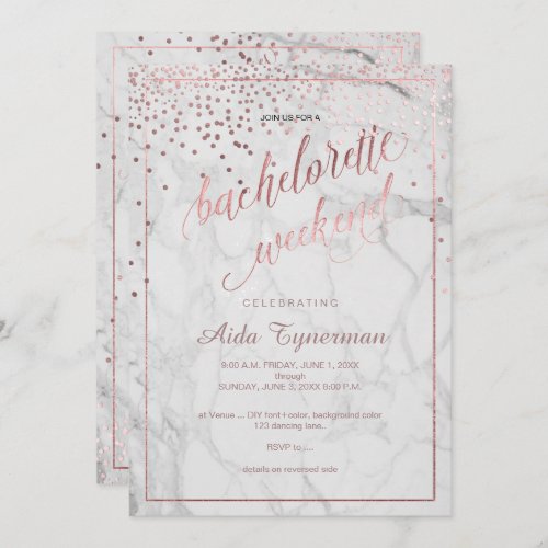 PixDezines Bachelorette Weekend Faux Rose Gold Invitation