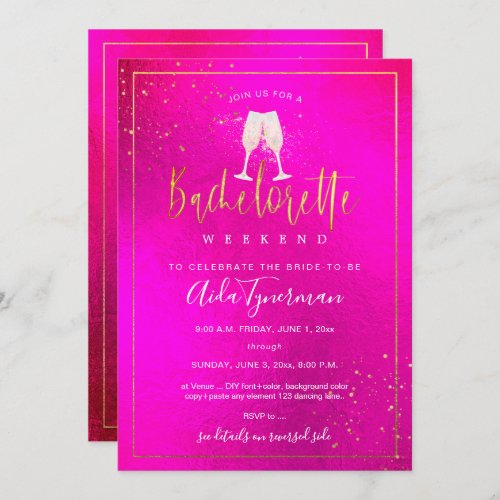 PixDezines Bachelorette Weekend Hot n Flashy Pink Invitation