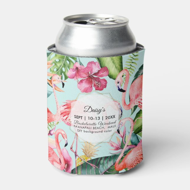 PixDezines Bachelorette Weekend Pink Flamingos DIY Can Cooler (Can Front)