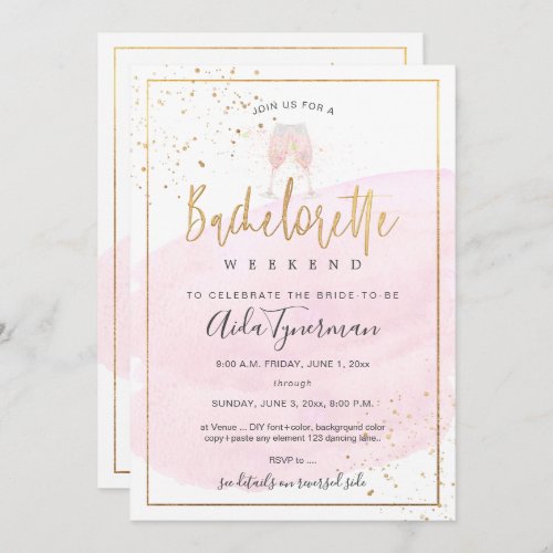PixDezines Bachelorette Weekend Pink Watercolor Invitation
