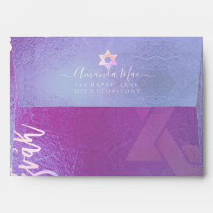 PixDezines Back Flap Return Add, B'Nei Mitzvah Envelope