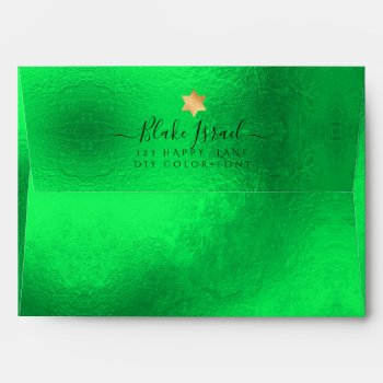 Pixdezines Back Flap Return Address  Neon Green Envelope by custom_mitzvah at Zazzle