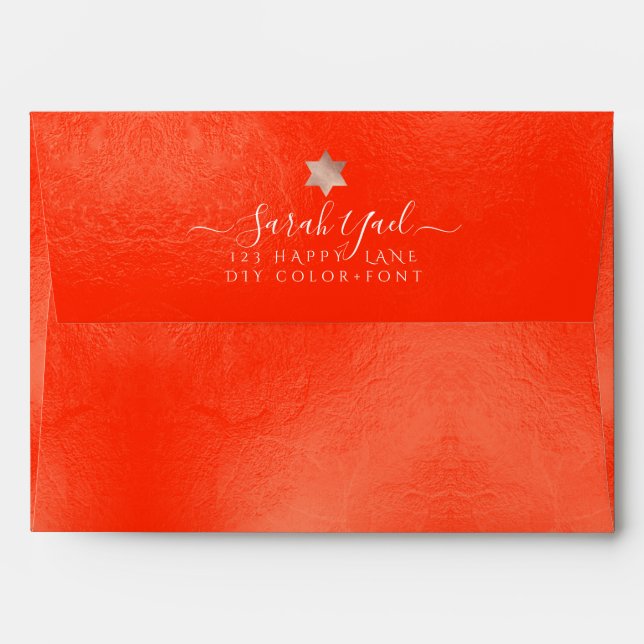 PixDezines Back Flap Return Address, Neon Tangerin Envelope (Back (Top Flap))