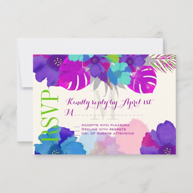 PixDezines bali kai/green/purple/DIY RSVP Card (Front)