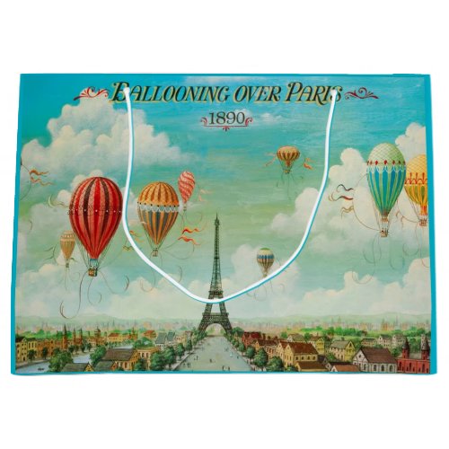 PixDezines balloons over parisvintage poster Large Gift Bag