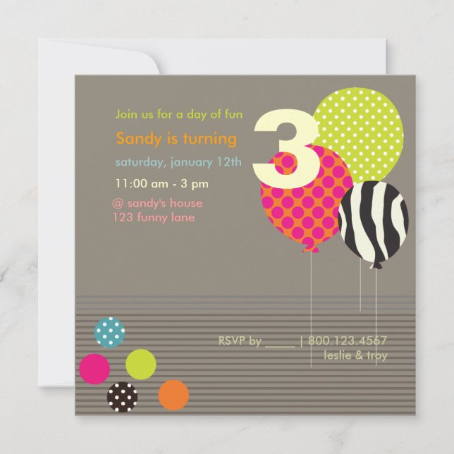 PixDezines Baloons Birthday Party Invitation (Front)