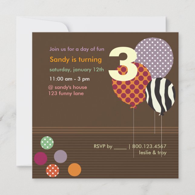 PixDezines Baloons Birthday Party Invitation (Front)