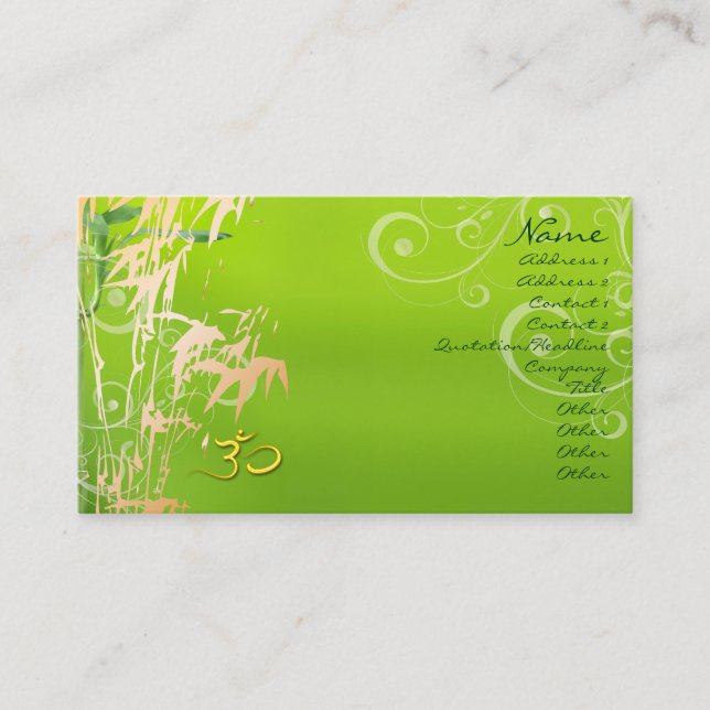 PixDezines Bamboo + pearly swirls Business Card (Front)