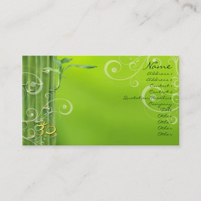 PixDezines Bamboo + pearly swirls Business Card (Front)