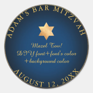PixDezines Bar Mitzvah/Bat Mitzvah/DIY color Classic Round Sticker