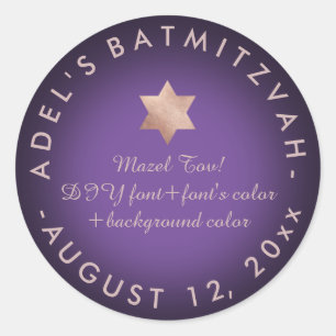 PixDezines Bar Mitzvah/Bat Mitzvah/DIY color Classic Round Sticker