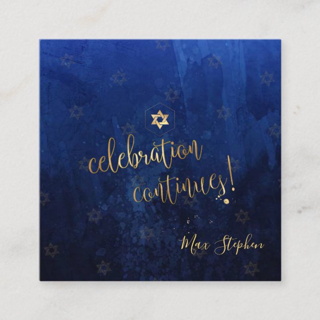 PixDezines Bar Mitzvah Celebration Cards ✡ Navy (Front)
