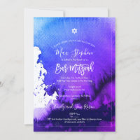 PixDezines Bar Mitzvah |Electric Purple Watercolor