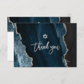 PixDezines Bar Mitzvah Slate Blue Silver Agate  Thank You Card (Front/Back)