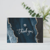 PixDezines Bar Mitzvah Slate Blue Silver Agate  Thank You Card (Standing Front)