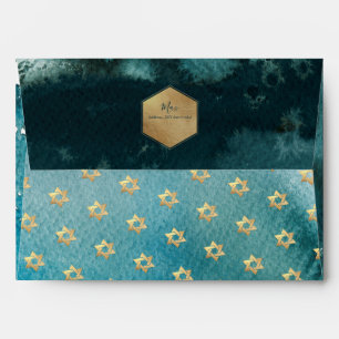 PixDezines Bar Mitzvah Teal Green Watercolor Envelope