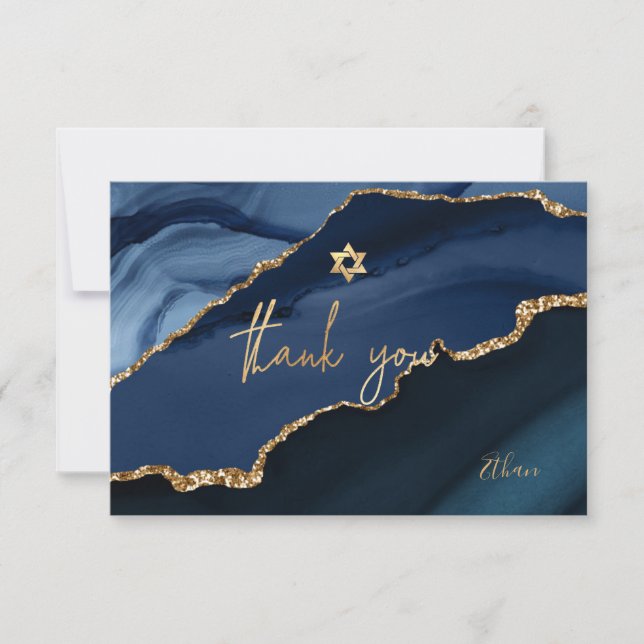 PixDezines Bar Mitzvah Watercolor Agate Thank You  (Front)