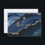 PixDezines Bar Mitzvah Watercolor Agate Thank You  Card<br><div class="desc">PixDezines modern art watercolor Agate in midnight blue and slate blue.  This design features Agate in shades of blue with faux gold veins.  A flat thank you card for Bar Mitzvah,  dazzled with gold Star of David.  
 
 ✡ Copyright © 2011-2021 PixDezines™.  All rights reserved.

Inquiries to contact.pixdezines@gmail.com</div>