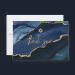 PixDezines Bar Mitzvah Watercolor Agate Thank You  Card<br><div class="desc">PixDezines modern art watercolor Agate in midnight blue and slate blue.  This design features Agate in shades of blue with faux gold veins.  A flat thank you card for Bar Mitzvah,  dazzled with gold Star of David.  
 
 ✡ Copyright © 2011-2021 PixDezines™.  All rights reserved.

Inquiries to contact.pixdezines@gmail.com</div>