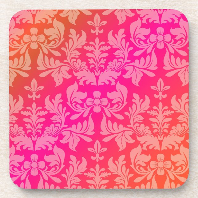 PixDezines Baroque Damask/DIY background color Drink Coaster (Front)