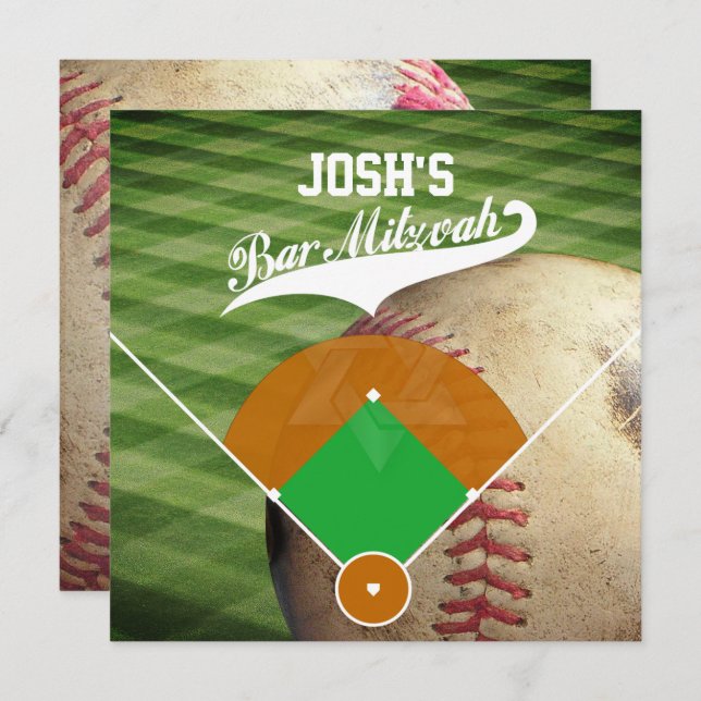PixDezines ✡ Baseball Diamond/ Bar Mitzvah Invitation (Front/Back)