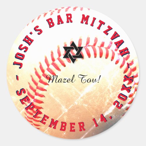 PixDezines Baseball Mitzvah Classic Round Sticker