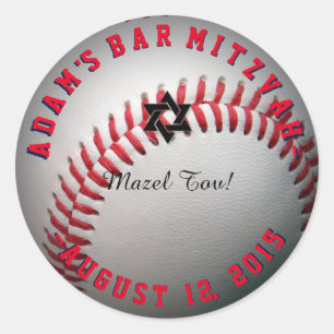 PixDezines Baseball Mitzvah Classic Round Sticker