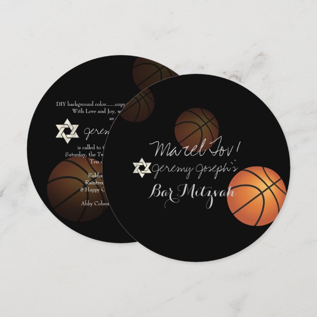 PixDezines Basketball Bar Mitzvah/DIY Color Invitation (Front/Back)