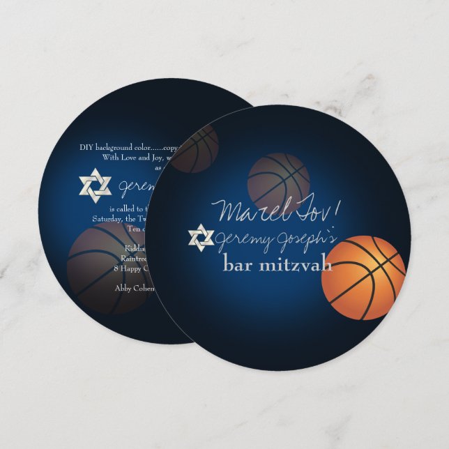 PixDezines Basketball Bar Mitzvah/DIY Color Invitation (Front/Back)