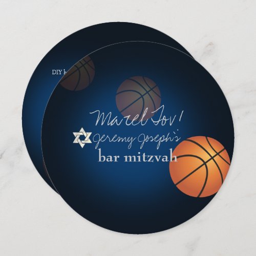 PixDezines Basketball Bar MitzvahDIY Color Invitation