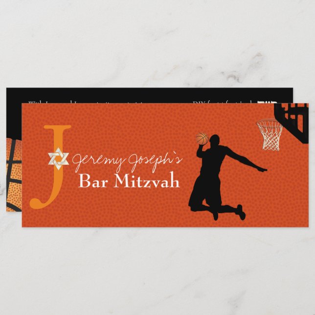 ✡ PixDezines Basketball Bar Mitzvah Invitation (Front/Back)