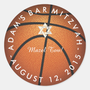 ✡ PixDezines Basketball Mitzvah Classic Round Sticker