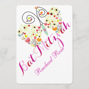 PixDezines Bat Mitzvah/butterflies Invitation