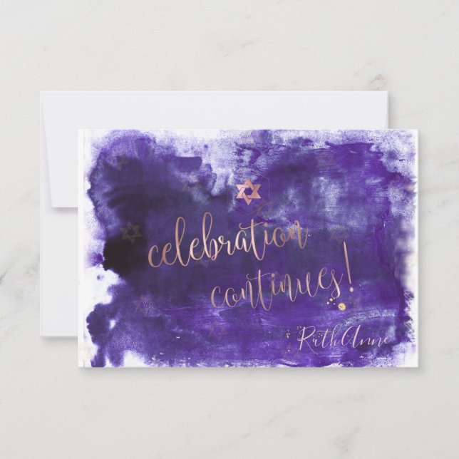 PixDezines Bat Mitzvah Celebration Cards ✡ Purple (Front)
