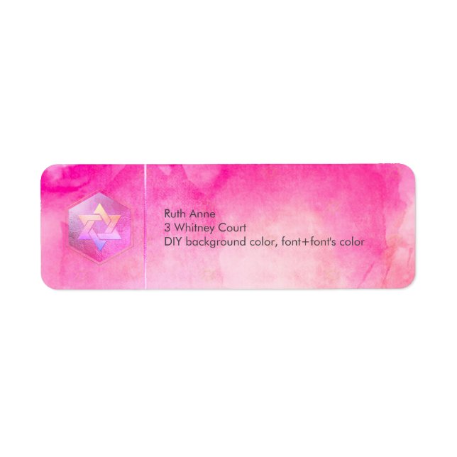 PixDezines Bat Mitzvah Pink Watercolor Label (Front)