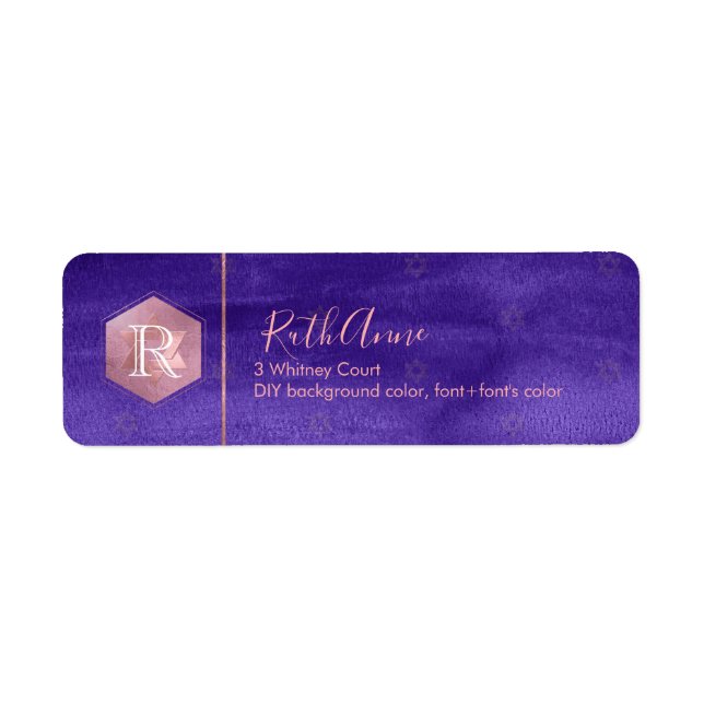 PixDezines Bat Mitzvah Purple Violet Watercolor Label (Front)