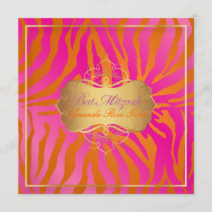 PixDezines Bat Mitzvah/zebra stripes Invitation