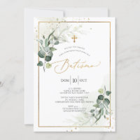 PixDezines Batismo de eucalipto rústico em aquarel